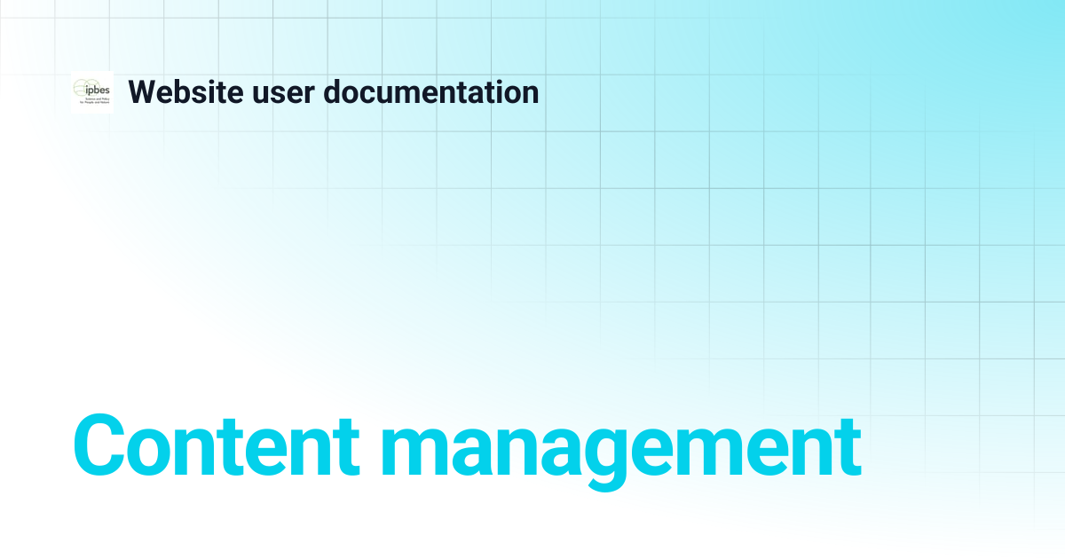 Content management | Website user documentation